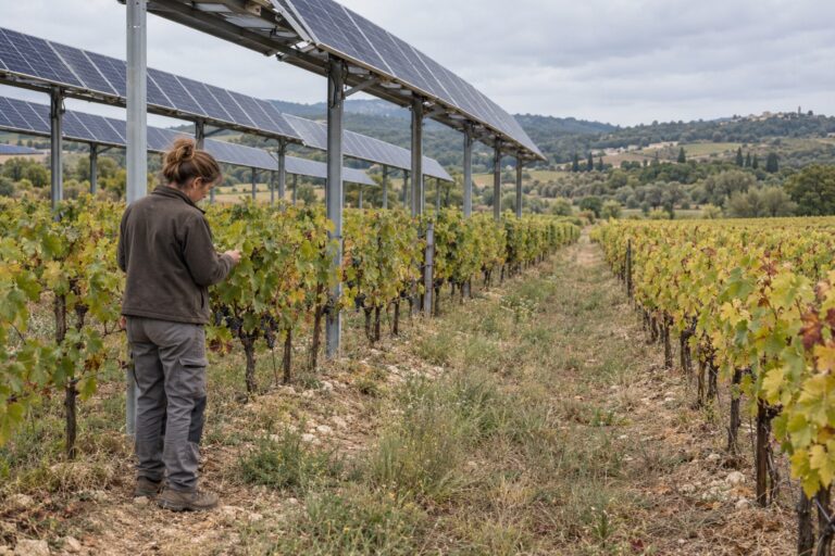 vignes sous protection solaire